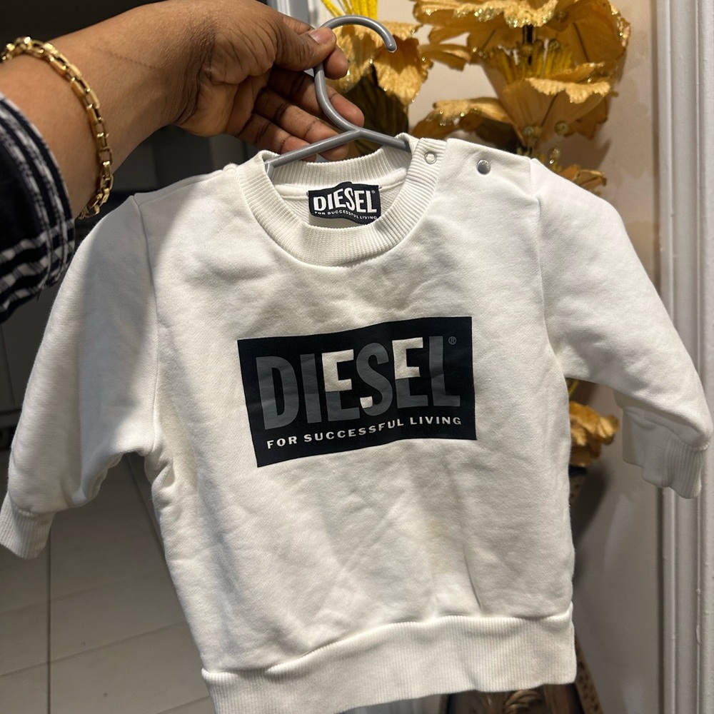 Diesel White Sweatshirt with Black Logo